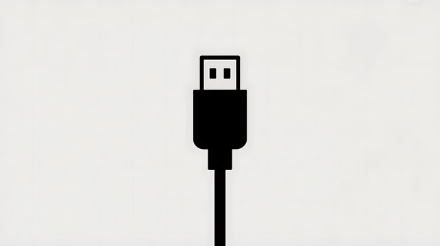 Black usb cable connector icon on a white background