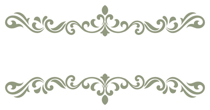 Design a green label featuring vintage scrollwork and a vintage frame.