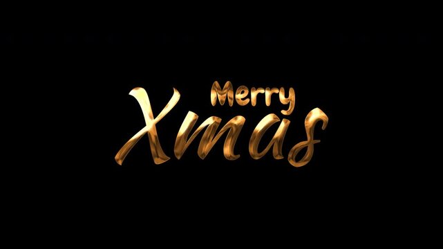 Shiny gold merry xmas letters on black background for festive holiday season designs. Perfect for christmas cards, posters, and social media posts.