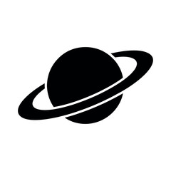 Simple black and white planet saturn with rings illustration © Labonno's Art