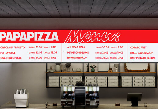 Restaurant Menu Board Mockup