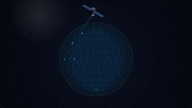 Global Communications Satellite Orbiting Earth Animation