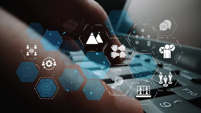 Project planning icons showing business management, teamwork, scheduling, strategic planning, project development, organization, and goal setting with modern workflow and process management. Funnel