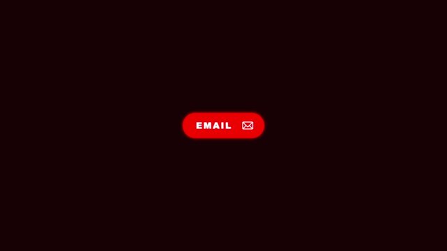 Animated red email button loop with glowing design and envelope mail icon for contact subscription concept on dark background in 4K resolution.