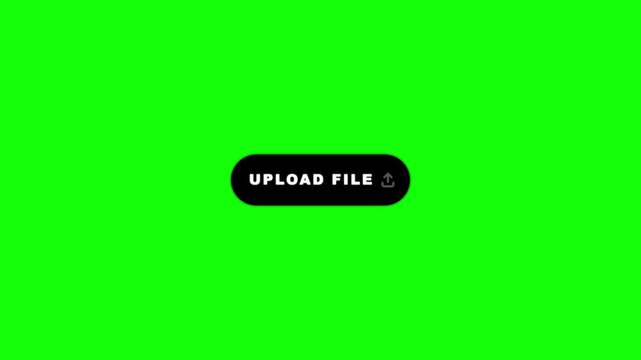 Black Upload File Button Motion Graphic Animation on Green Screen Background