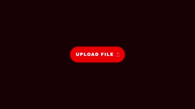 Glowing Red Upload File Button Motion Graphic Animation on Black Background