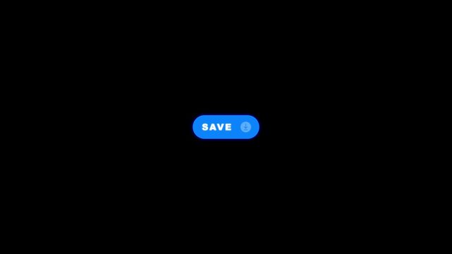 Glowing blue Save button with checkmark icon on black background