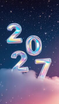 2027 New Year numbers against starry sky
