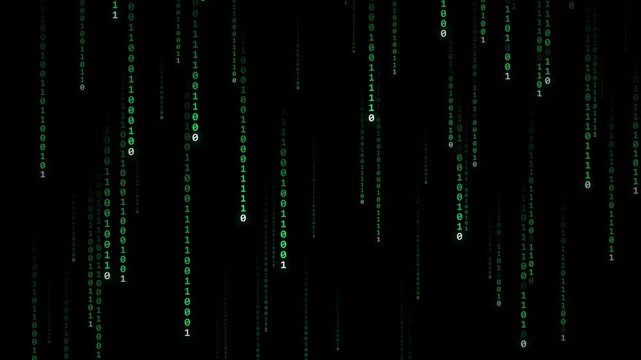Neon Binary Code Rainfall Digital Abstract Background