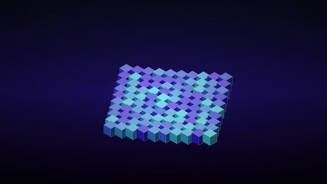 Isometric Voxel Rain Animation Loop