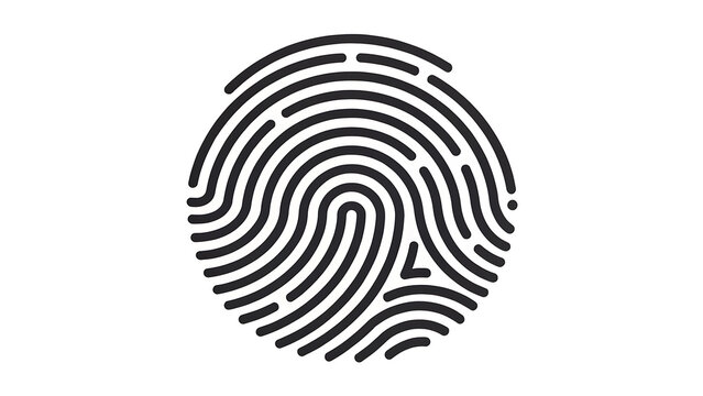 Minimalist black fingerprint icon isolated on a white background