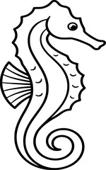 Black and White Seahorse Line Art Illustration © Rushdania
