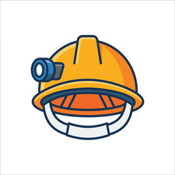 a vibrant yellow hard hat with a blue headlamp representing essential safety gear for construction and mining professionals perfect for a logo