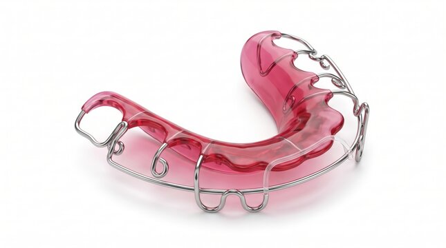 Pink dental retainer for teeth alignment