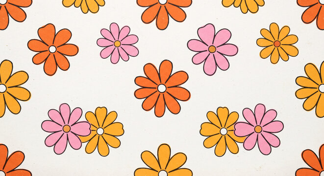 Retro 1960s Mod Carnaby Street Daisy Flower Power Graphic Background