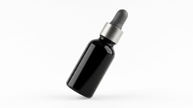 Black glass dropper bottle for essential oil or serum