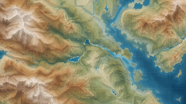 topographic line contour map background, geographic grid map