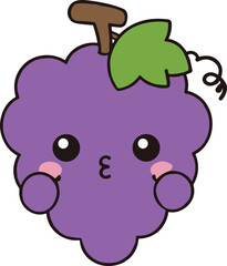 Fototapeta premium Cute Cartoon grapes Vector Illustration