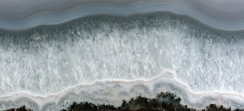 Close-up of a polished agate slice revealing crystalline structures and layered bands
