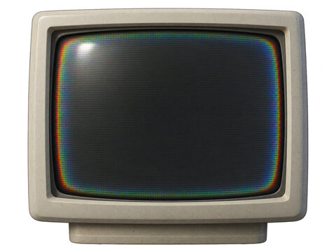 Retro old Bayer TV effect, vintage computer screen. Transparent vignette effect on transparent background