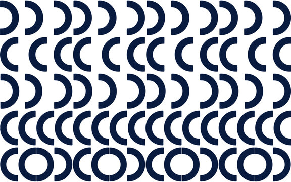 Seamless geometric pattern with repeating semi-circle arcs abstract background dark blue
