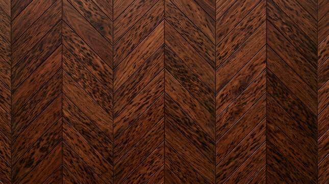 Dark walnut wood chevron parquet flooring, elegant mahogany timber texture background, luxury hardwood plank pattern for interior design