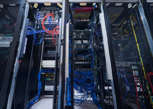Network Equipment and Cabling Inside Data Center Server Racks