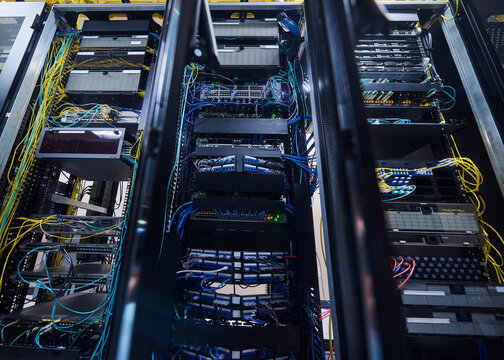 IT Network Infrastructure Inside Data Center Server Racks