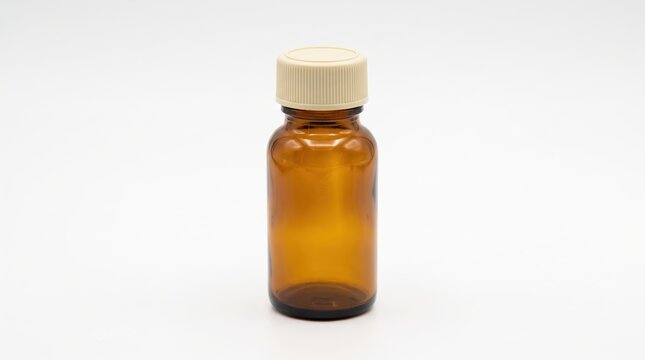 brown glass medicine bottle with a plastic cap