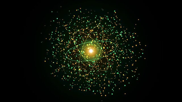 Abstract science background with glowing revolving atomic particle structure Motion Graphic