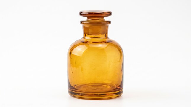amber glass medicine bottle with a glass stopper