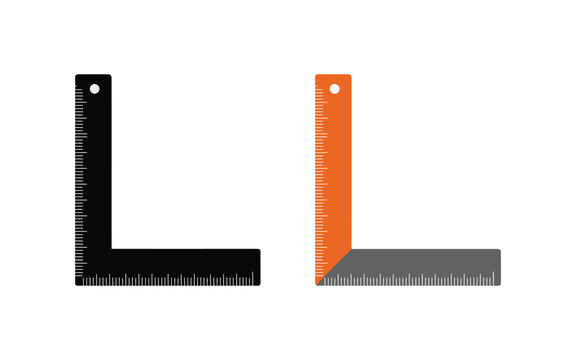 L Square Ruler Icon Vector for Right Angle Measurement, Carpentry, Engineering, Technical Drafting, Construction, and Stationery