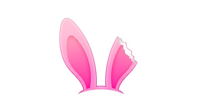 Cute pink bunny rabbit ears isolated on a plain white background for easter design
