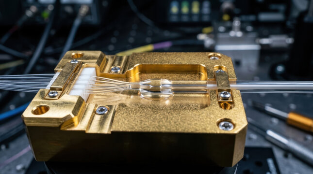 Precision optical fiber fusion splicer device in laboratory setup
