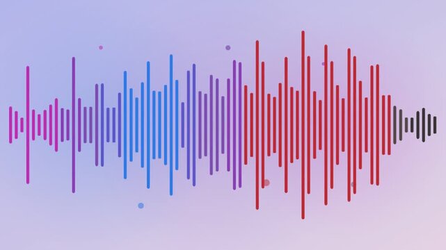 Colorful sound wave equalizer visualization pulsing on gradient background