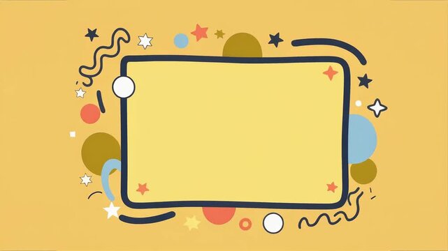 Hand drawn doodle frame with vibrant geometric shapes for creative digital motion design presentation in this colorful vector animation footage