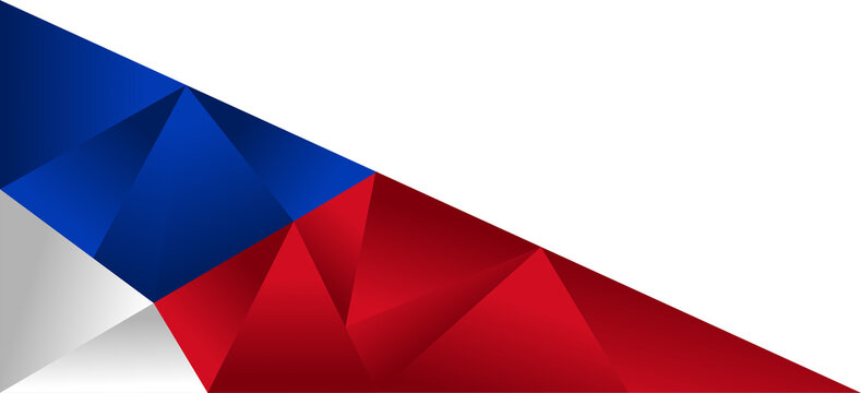 Low poly abstract philippine flag illustration with blue red white geometric triangles