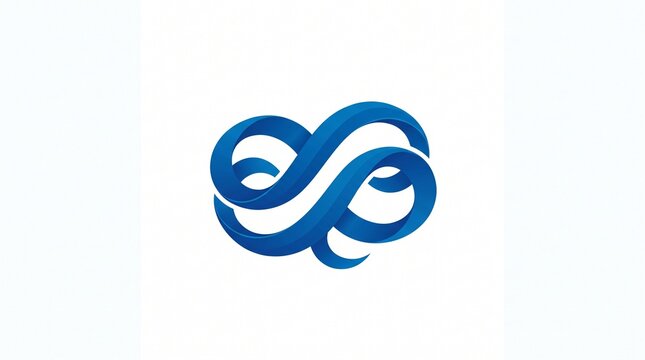 Abstract blue infinity symbol with flowing wave texture, creative loop logo design on white background, modern nautical graphic element