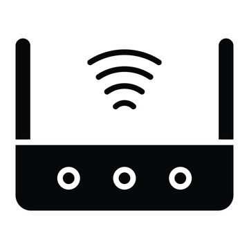 Black Wi-Fi router icon for wireless internet and network connectivity