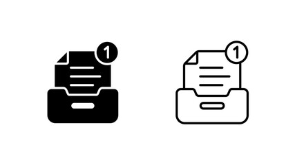 Obraz premium Inbox glyph and outline icon. Document notification alert. Tray.
