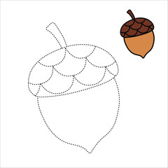 trace the line and color acorn coloring page for kids © hanazumi