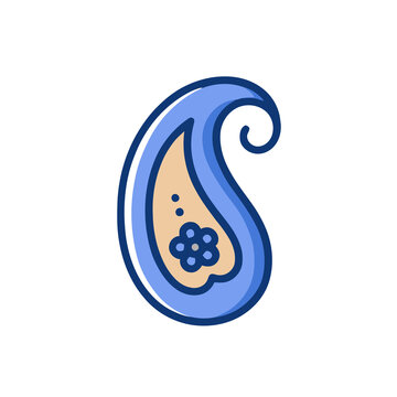 Stylized paisley motif with blue and beige colors