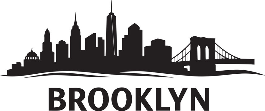 Iconic new york city skyline featuring the brooklyn bridge in a clean and minimalist black and white silhouette