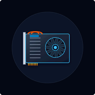 Graphics card with cooling fan and heat sink computer hardware icon