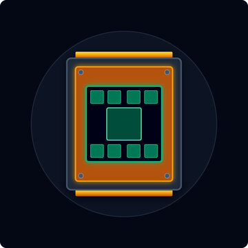 Electronic microchip processor central processing unit hardware icon
