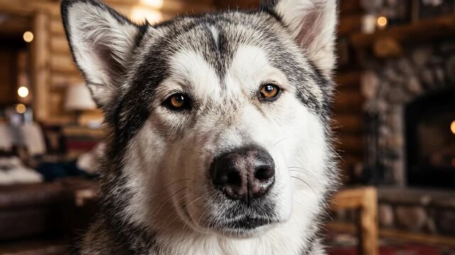 Majestic Alaskan Malamute Portrait with Intricate Texture Detail