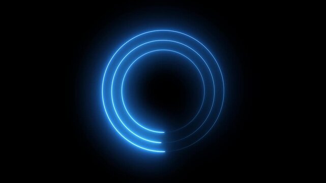 Blue Neon Concentric Loading Circle HUD Element Video Loop