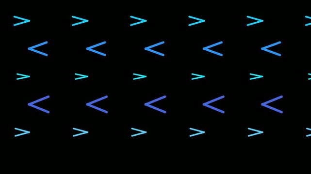 Abstract blue and purple geometric arrow patterns moving in a seamless loop on black background