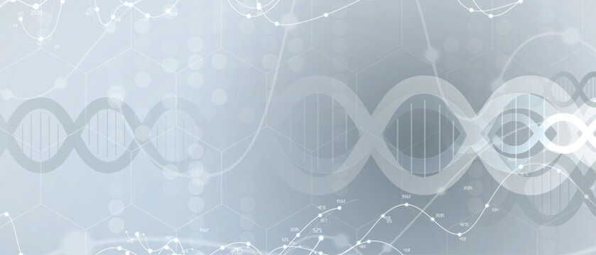 Futuristic genetic research, DNA technology, connected neural web