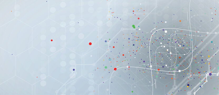 Futuristic genetic research, DNA technology, connected neural web